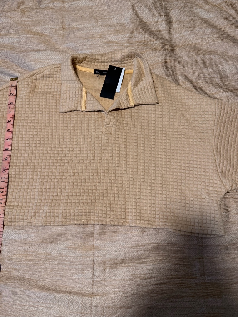 Women’s Beige Textured Polo with Contrast Trim